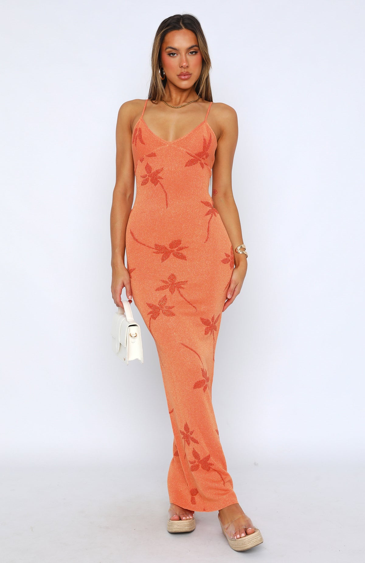 Maxi orange dress best sale