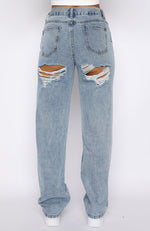 Taking A Trip Mid Rise Straight Leg Jeans Blue Wash