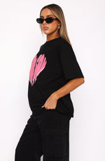 Love Burst Oversized Tee Black