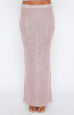 Star Shining Sequin Knit Maxi Skirt Pink