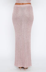 Star Shining Sequin Knit Maxi Skirt Pink