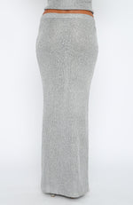 Star Shining Sequin Knit Maxi Skirt Grey