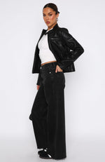 Call You Mine Mid Rise Wide Leg Jeans Washed Black