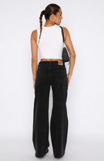 Call You Mine Mid Rise Wide Leg Jeans Washed Black