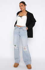 Make It Out Low Rise Wide Leg Jeans Mid Blue