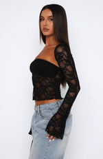 Sweet Lovin' Lace Top Set Black