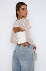 Notice Me Long Sleeve Bustier White