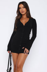 Live In The Moment Long Sleeve Mini Dress Black