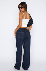 Bring The Style Low Rise Wide Leg Jeans Indigo Wash