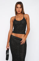 Love Galore Sequin Knit Top Black