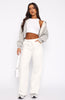 You'd Love It Here Wide Leg Sweatpants White