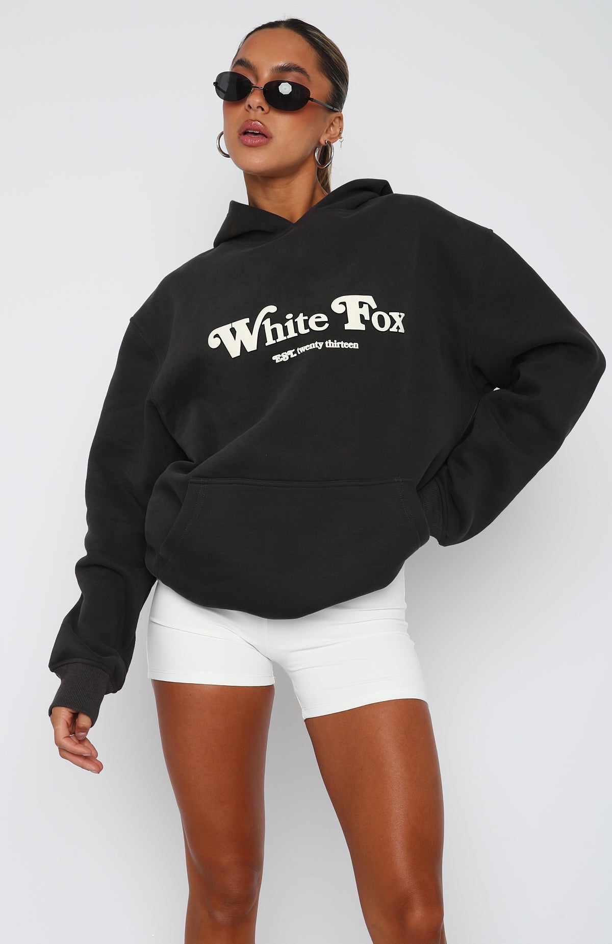 Twin Flame Oversized Hoodie Charcoal | White Fox Boutique