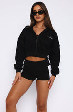 She's Effortless Cropped Hoodie Black