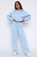 Missed Flights Wide Leg Sweatpants Soft Blue