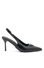 Georgie Slingback Heels Black Smooth