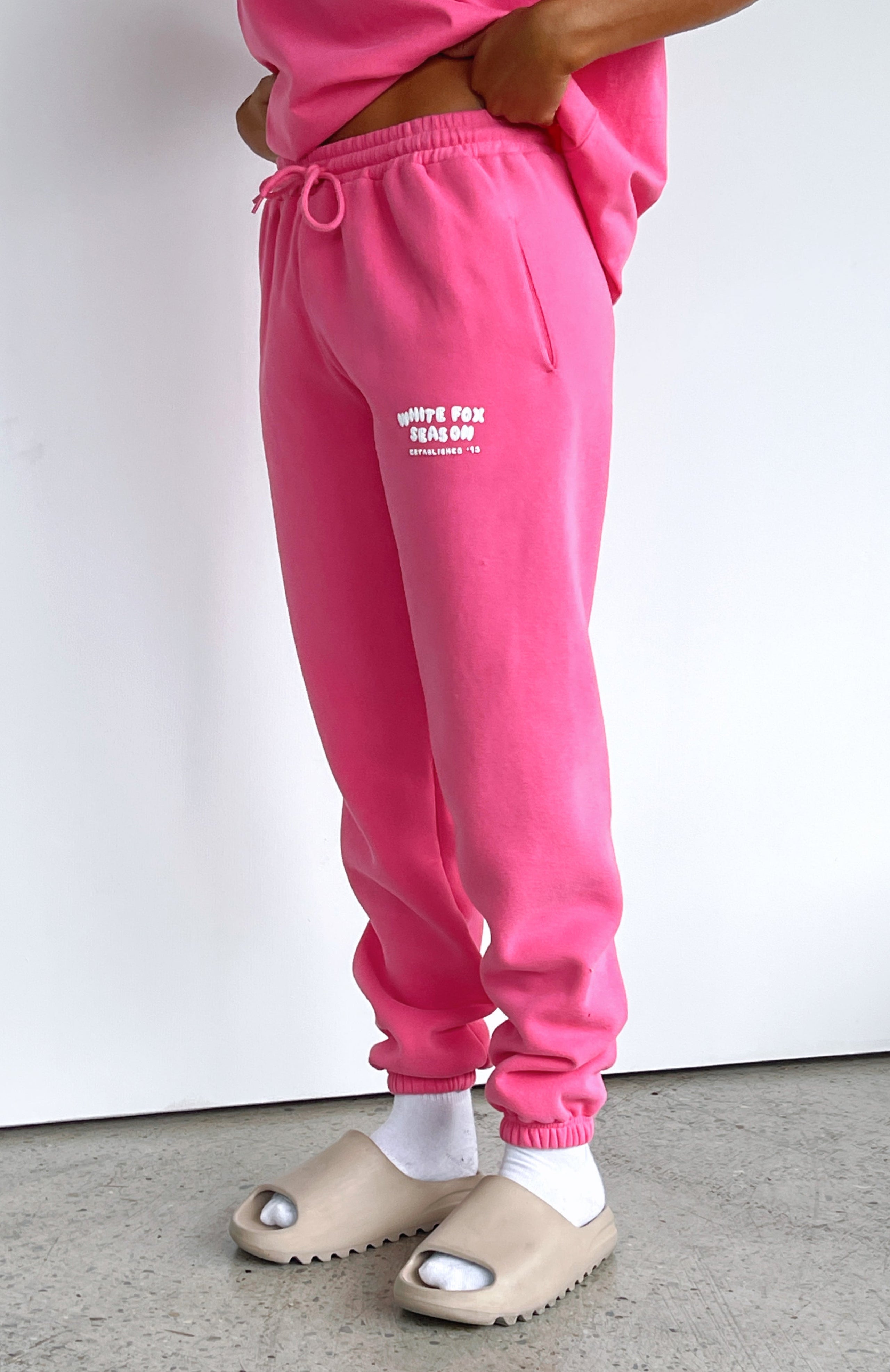 The Main Season Sweatpants Hot Pink White Fox Boutique UK