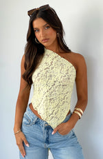 It's A Love Story Lace Top Lemon