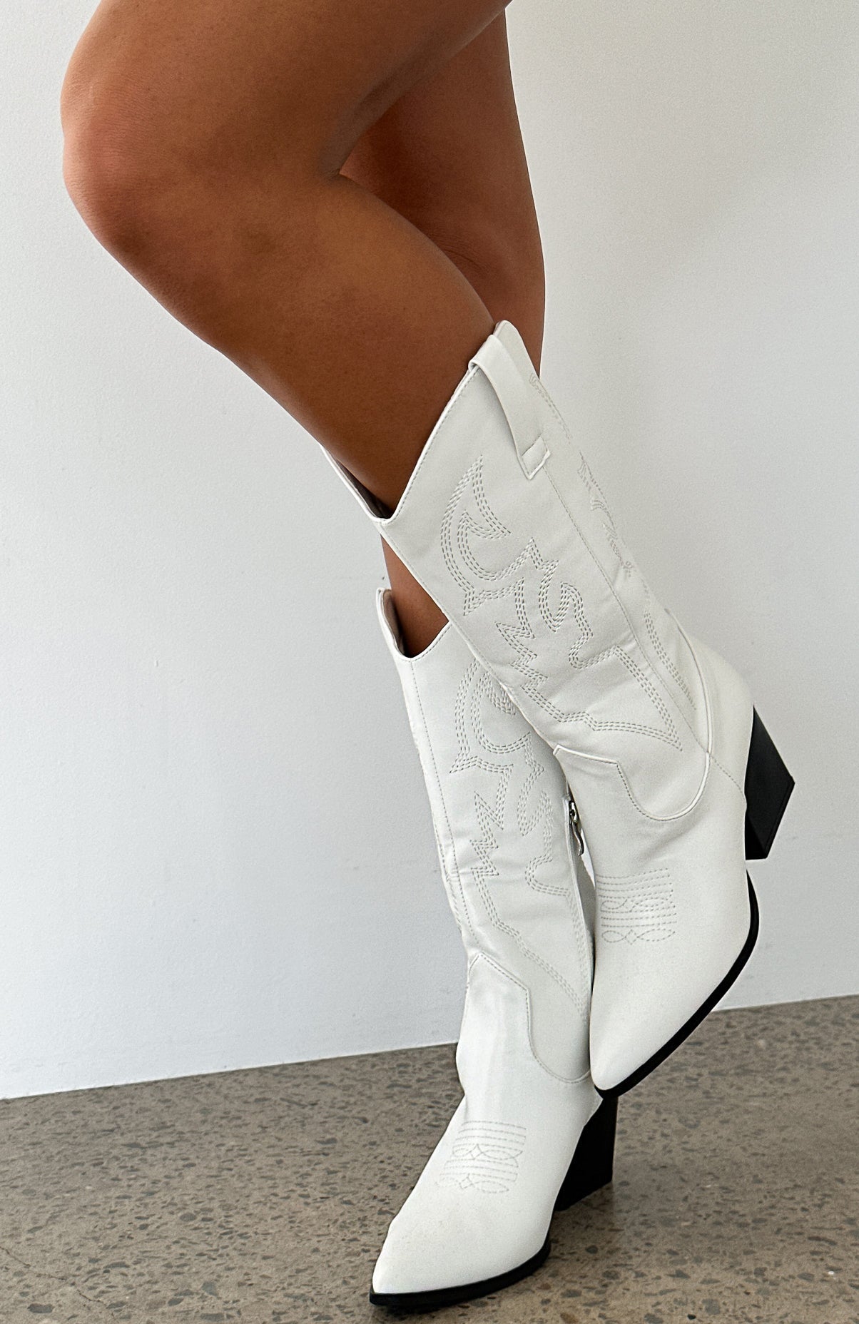 Kacey Cowboy Boots White White Fox Boutique UK
