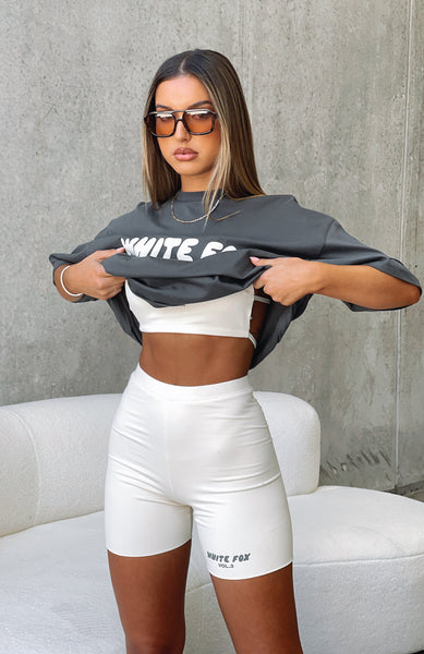 Offstage Ribbed Bike Shorts Vanilla White Fox Boutique