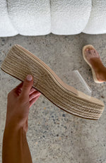 Rayna Platform Slides Natural Woven