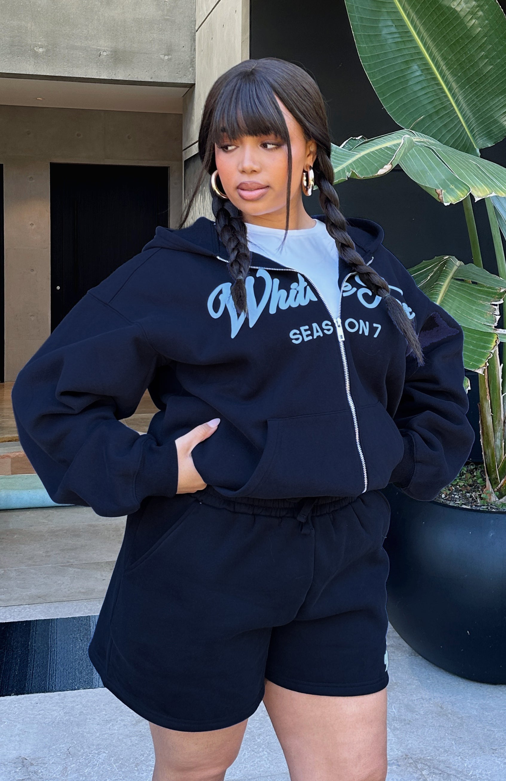 Season 7 Zip Front Hoodie Deep Sea | White Fox Boutique UK