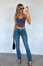 Wait For No One Low Rise Bootleg Jeans Mid Vintage Blue