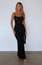 What A Treat Sequin Knit Maxi Dress Black