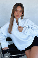 Where Did You Go Zip Front Sweater Grey Marle