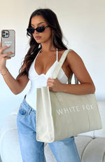 White Fox Tote Bag Beige