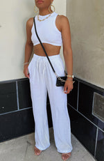 Live It Up Linen Pants White